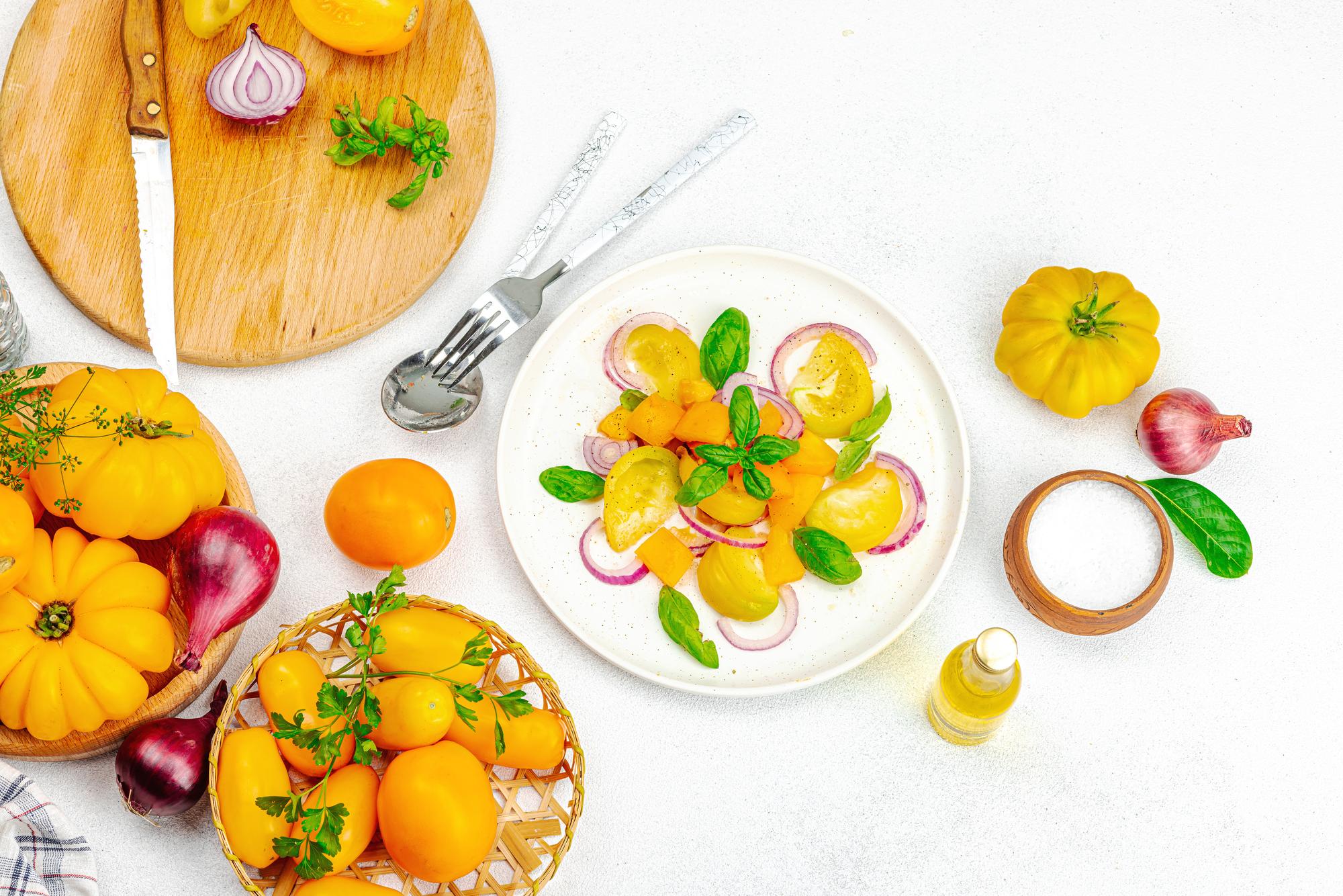 large spread of plated seasonal dishes